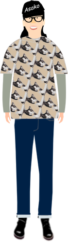 Of Trendy Guy In T- Shirt With Cat Pattern Clipart