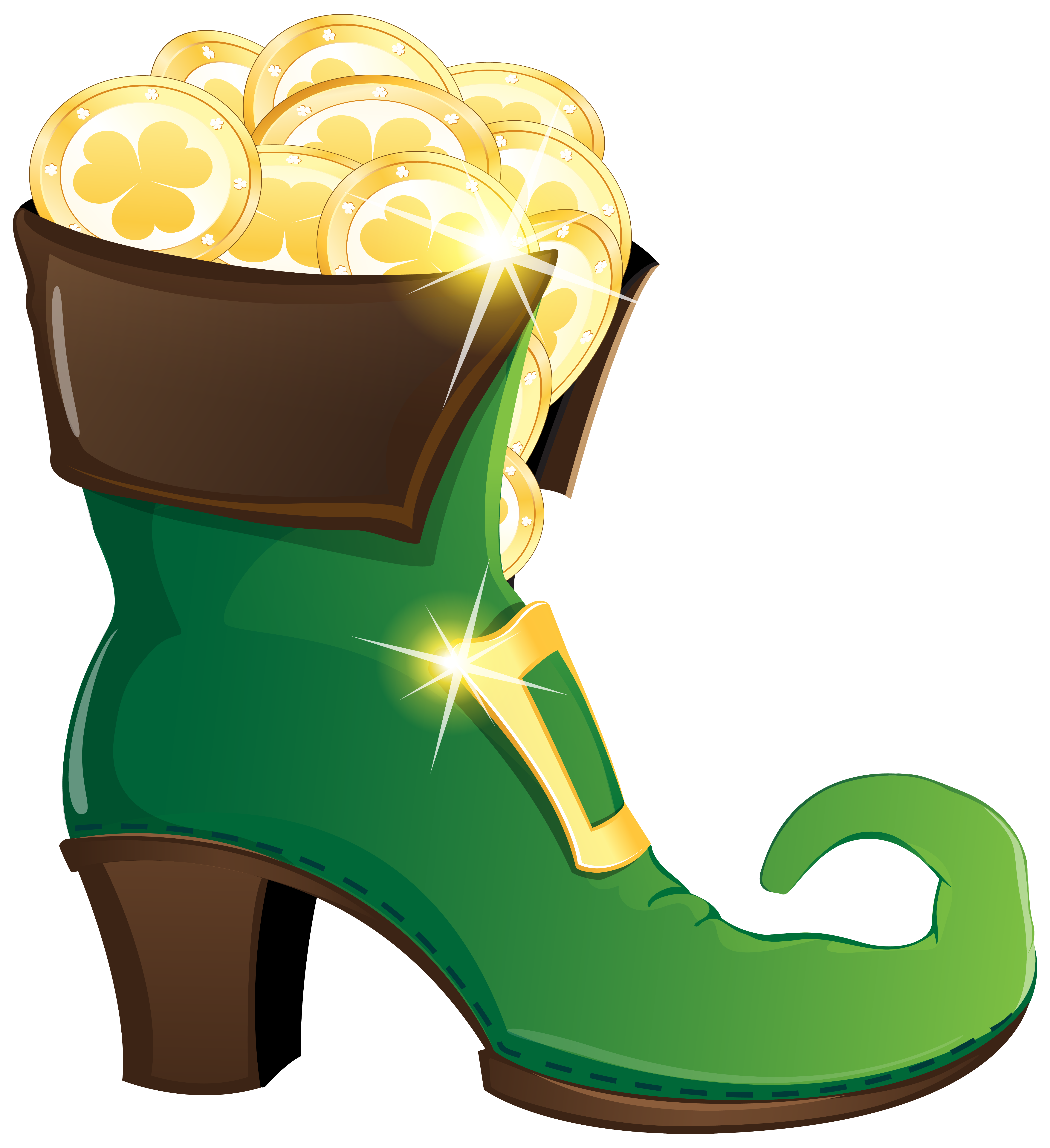 Gold Coins Boot Footwear Leprechaun High-Heeled With Clipart