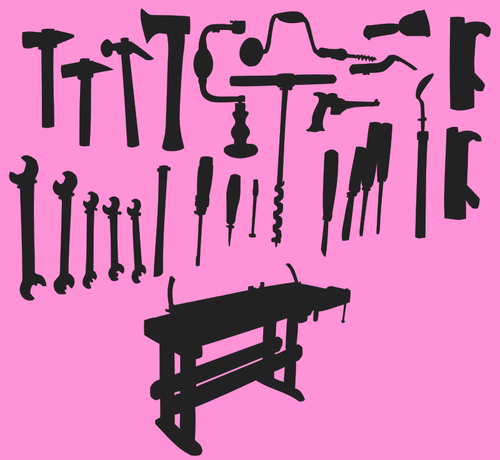 Tools And Workbench Silhouette Clipart