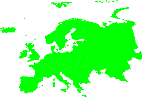Green Silhouette Of Map Of Europe Clipart