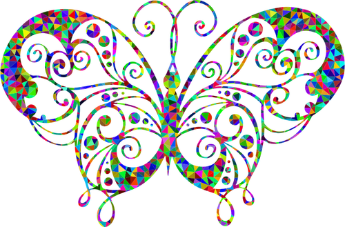 Prismatic Flourish Butterfly Silhouette Clipart