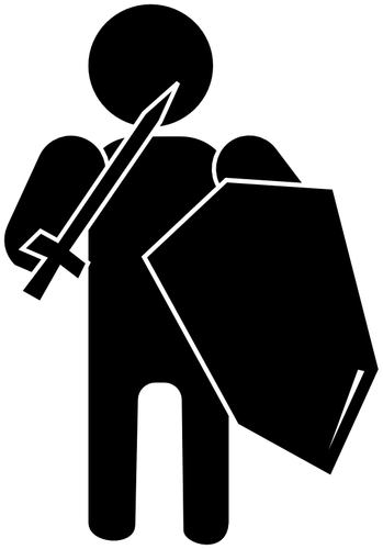 Silhouette Of Soldier With Armour Clipart