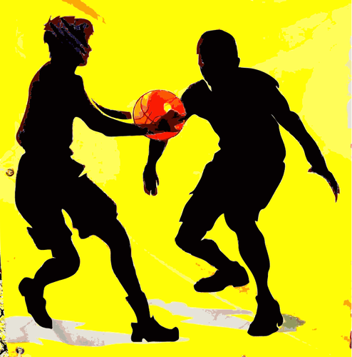 Basketball Game Scene Silhouette Sketch Drawing Clipart