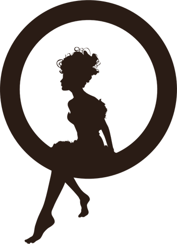 Fairy Sitting In Circle Silhouette Clipart