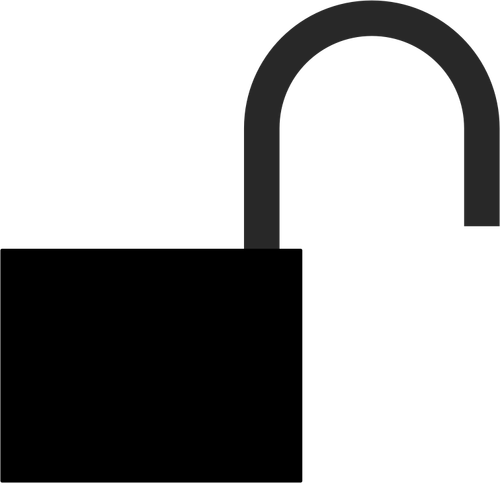 Silhouette Of Unlocked Padlock Symbol Clipart