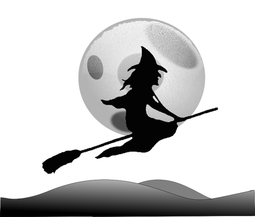 Silhouette Of Flying Witch Clipart