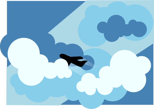 Silhouette Of A Flying Airplane Clipart