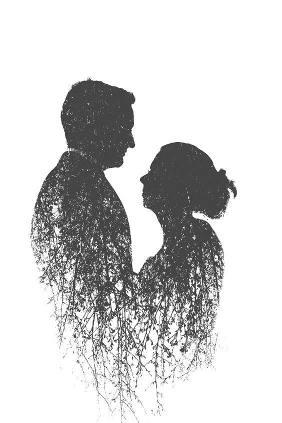 Silhouette Couple Multiple Exposure PNG Image High Quality Clipart