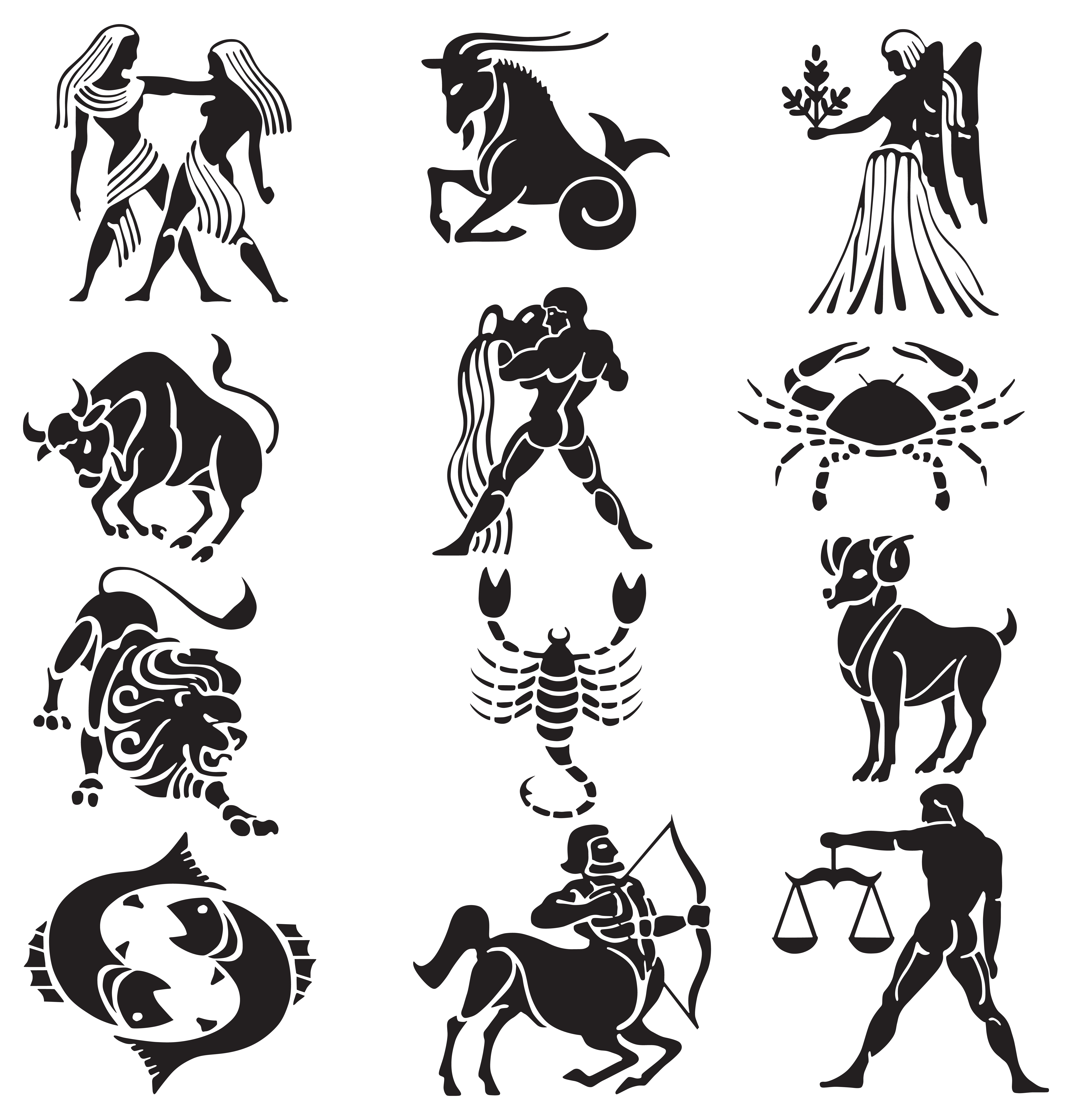 Tattoo Set Chinese Scorpio Sign Astrological Signs Clipart