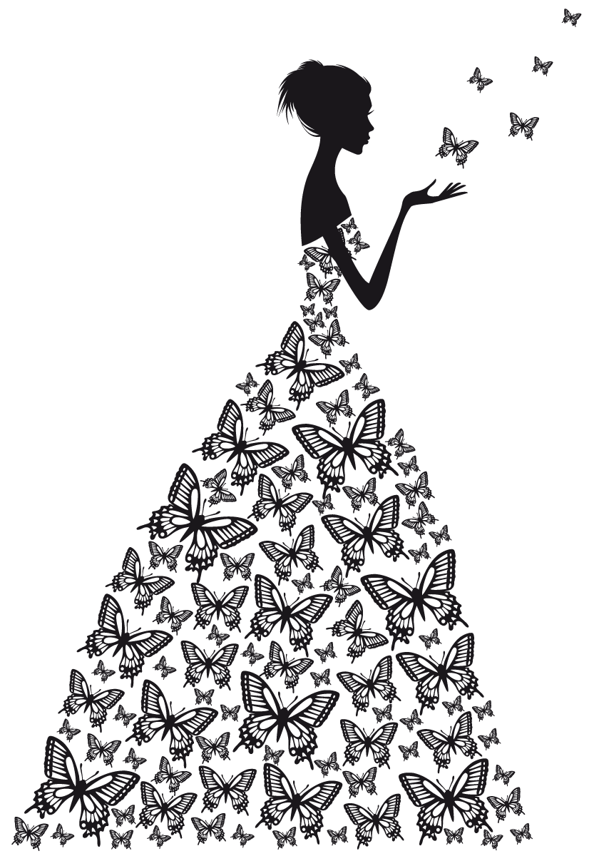 Wall Decal Dress,Sketch,Beauty,Vector,Flat,Butterfly Wedding PNG Image High Quality Clipart