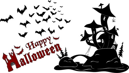 Halloween Scene Silhouette Clipart