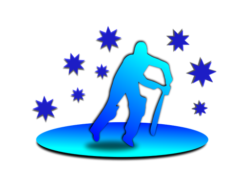 Silhouette Of Man Playing Cricket Clipart