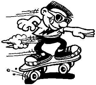 Skateboard Black And White Kid Clipart Clipart