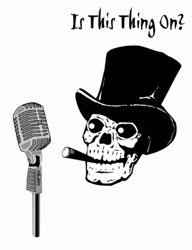 Skeleton Head With Microphone Clipart