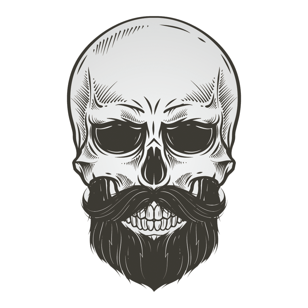 Bearded Skull Illustration Vector Drawing Beard Clipart