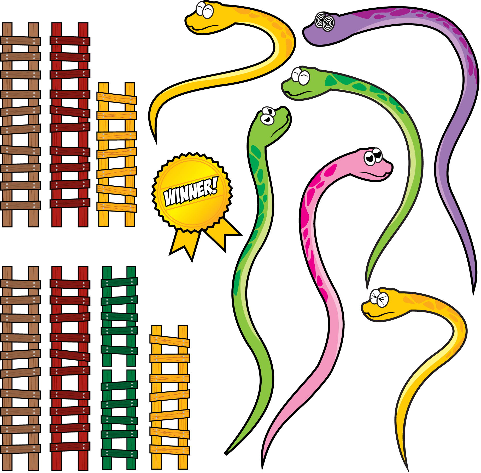 And Set Snakes Ladders Vector Snake Clipart
