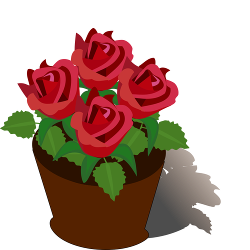 Red Roses In A Pot Clipart