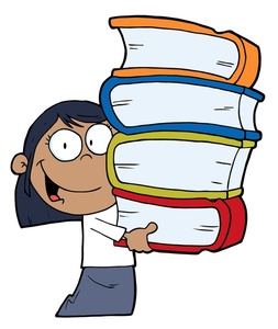 Book Image Girl Carrying Stack Of Books Clipart