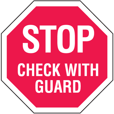 Stop Sign Stop Check With Guard Sign Clipart
