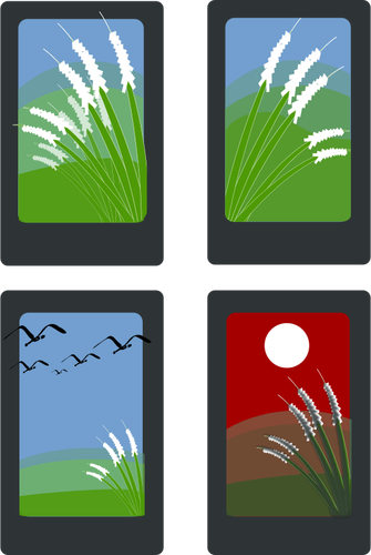 Of Summer Idyll On Four Cards Clipart