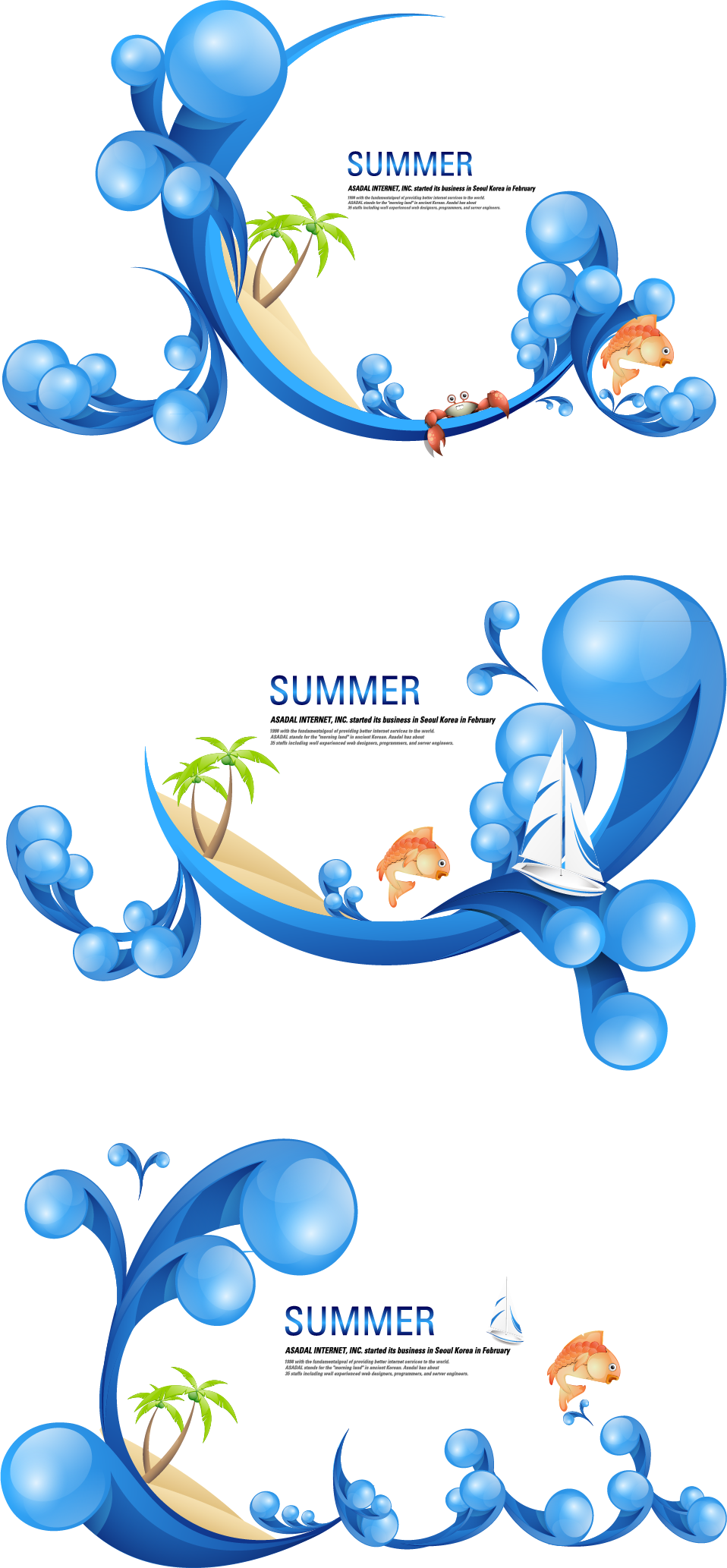 Cartoon Illustration Summer,Sailboat,Seaside,Wave,Spray,Carp Free Download Image Clipart