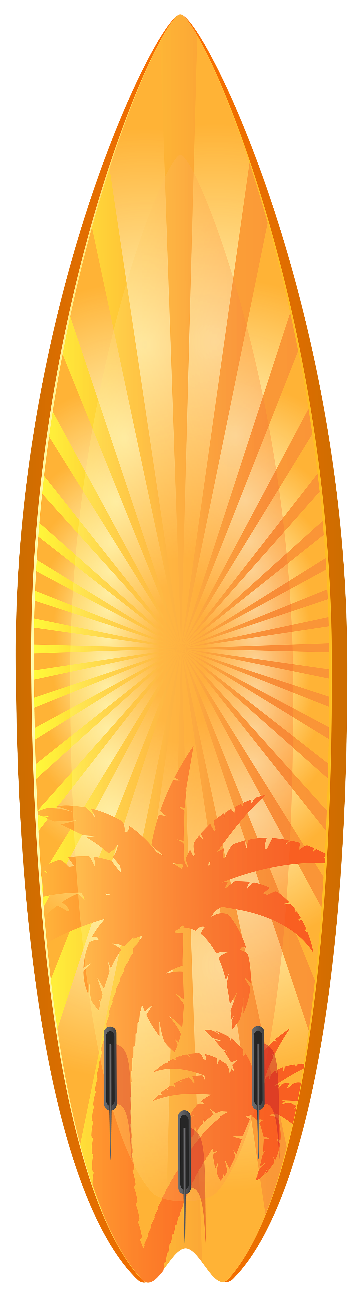 Surfing Surfboard Trees Palm Orange With Transparent Clipart