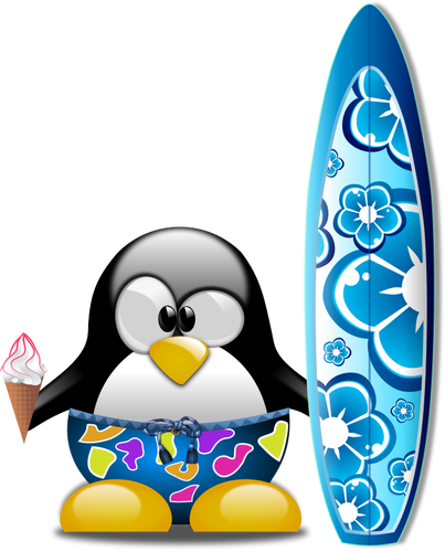 Tux Surfer Clipart