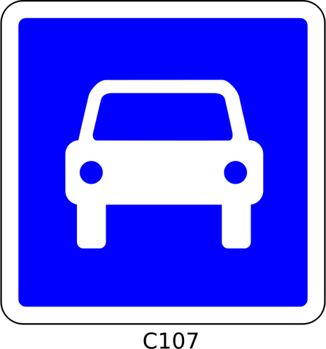 Of Motorcars Only Blue Square French Roadsign Clipart