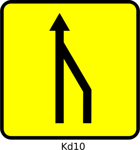 Of Right Lane Reduction Roadsign In France Clipart