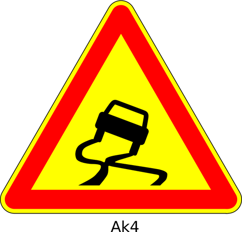 Of Slippery Road Triangular Temporary Road Sign Clipart