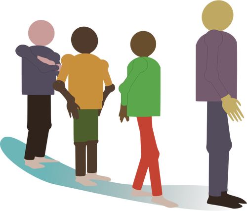 Image Of Different People Standing In Line Clipart