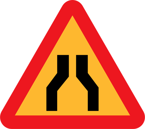 Road Narrows On Both Sides Sign Clipart