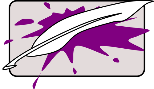 Of Writing Feather On A Purple Splash Background Clipart