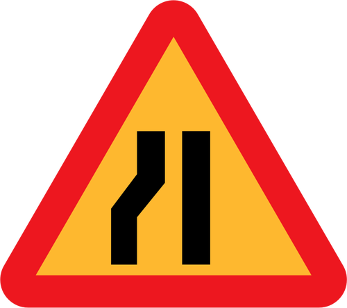 Road Narrows On Left Sign Clipart