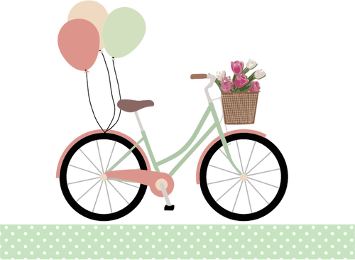 Bicycle With Balloons Color Graphics Clipart