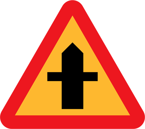 Of Crossroad Traffic Sign Warning Clipart