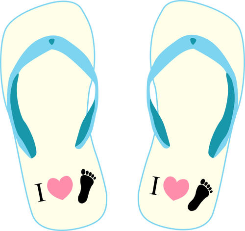 Flip Flops With "I Love Foot" Symbol Clipart