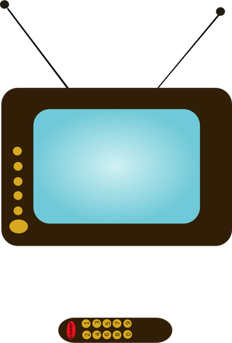Of A Tv Set And A Tv Remote Control Clipart