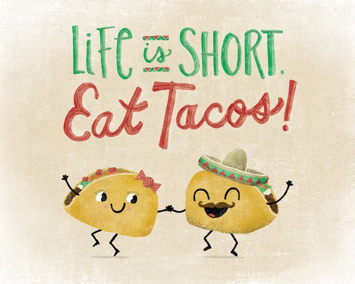 Eat Tacos Art Print Tacos Kitchen Pictures Clipart