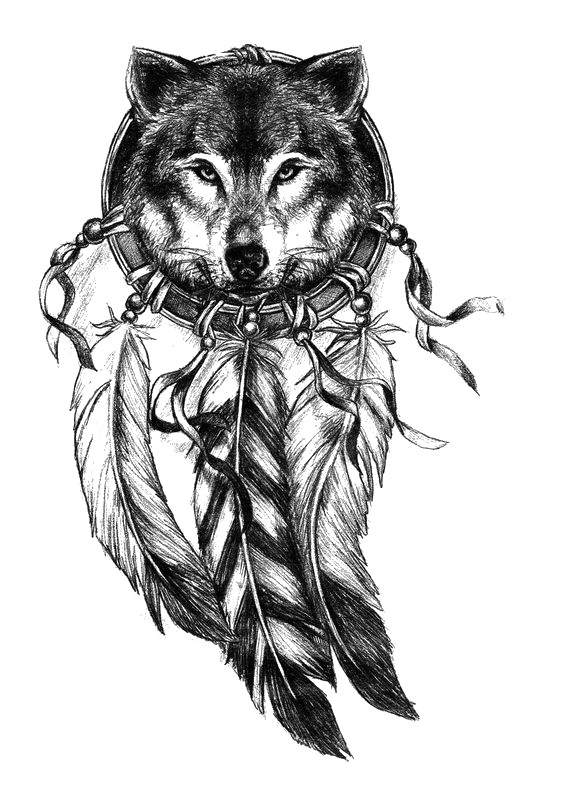 Gray Tattoo Dreamcatcher Wolf Avatar Drawing Clipart