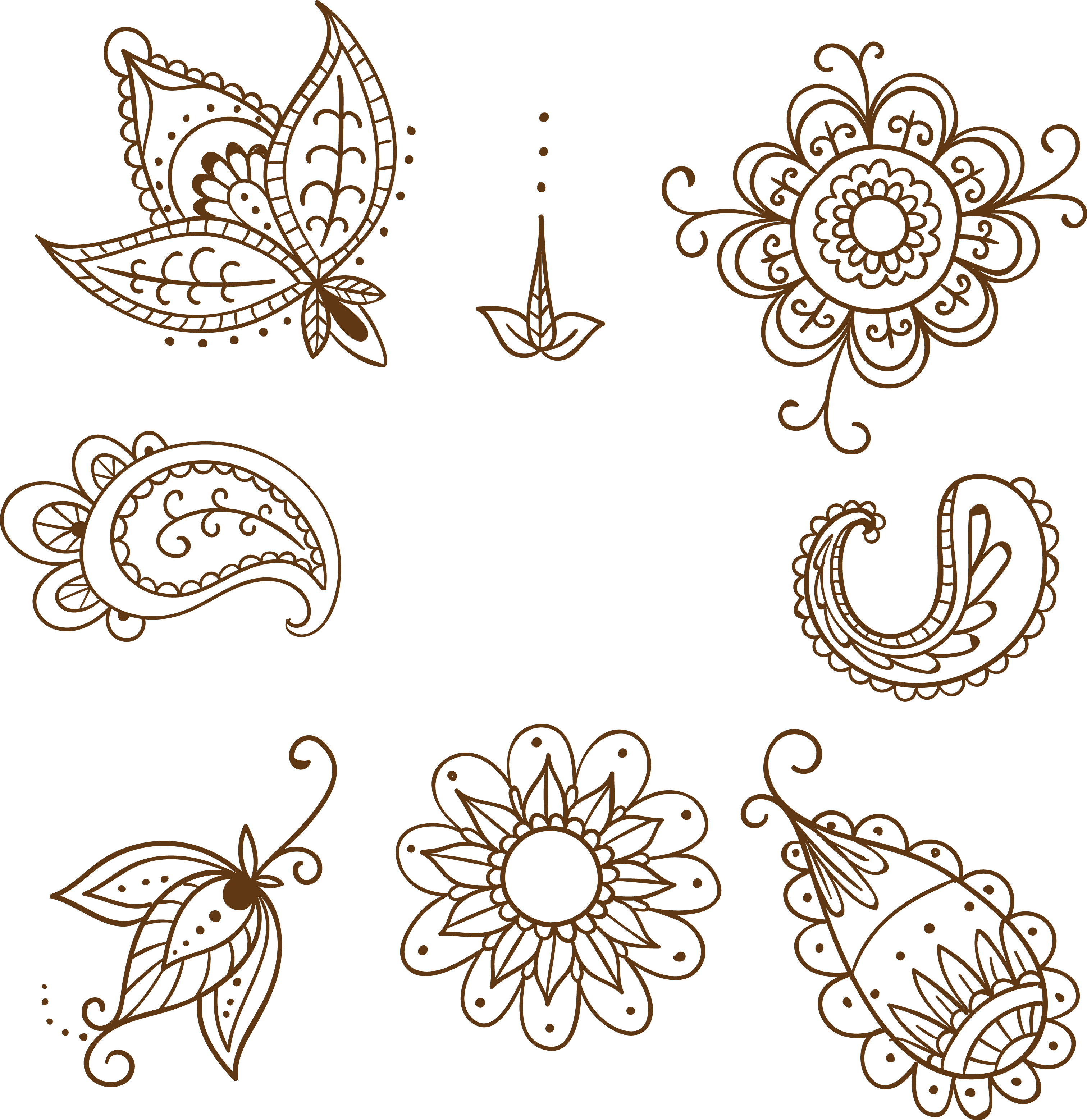 Tattoo Style Pattern Henna Mehndi Hand-Painted Clipart