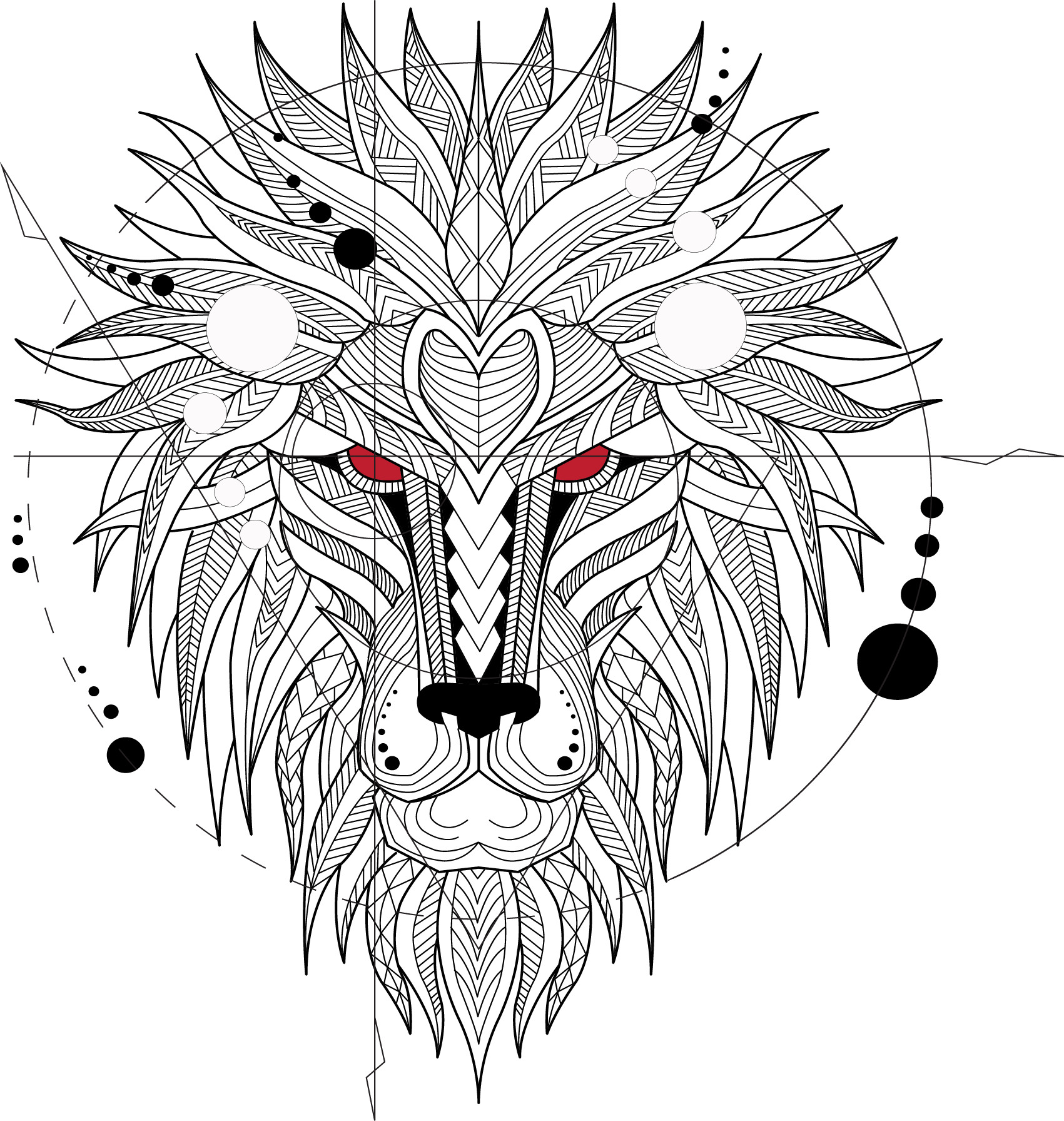 Tattoo Head Ferocious Totem T-Shirt Lion Clipart