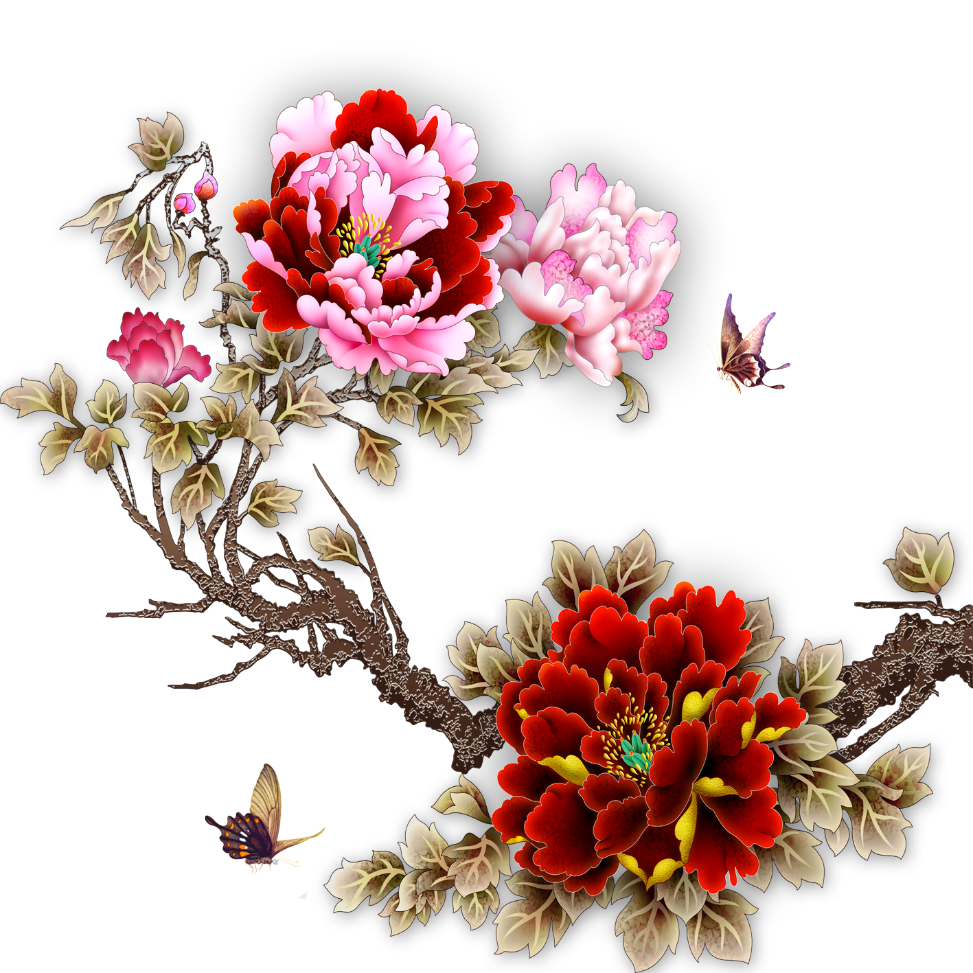 Moutan Tattoo Peony PNG Download Free Clipart