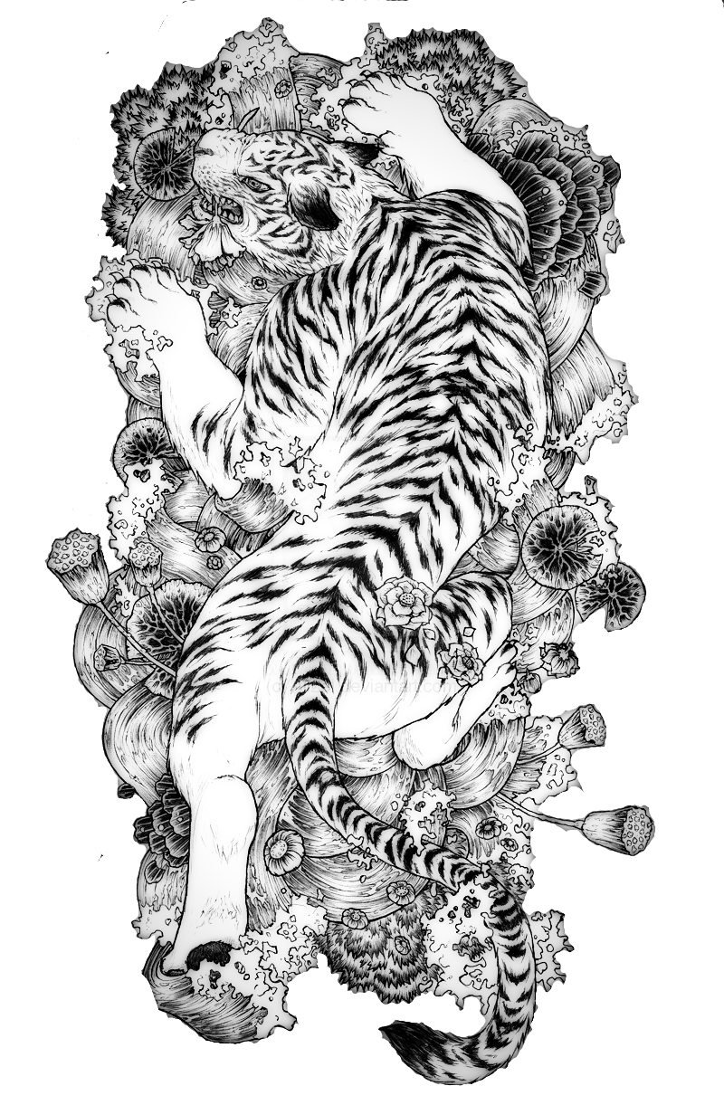 Tattoo Chinese Dragon Tiger China White Clipart
