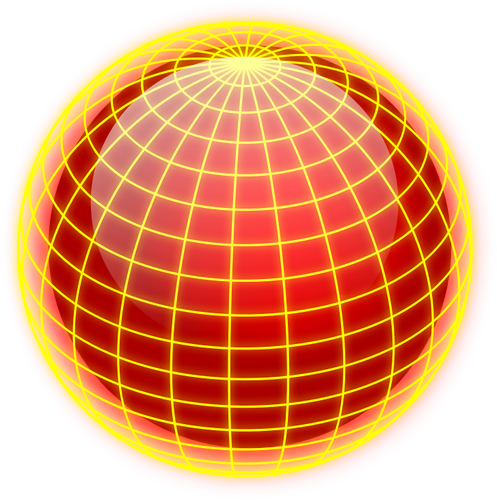 Of Orange And Yellow Wired Globe Clipart