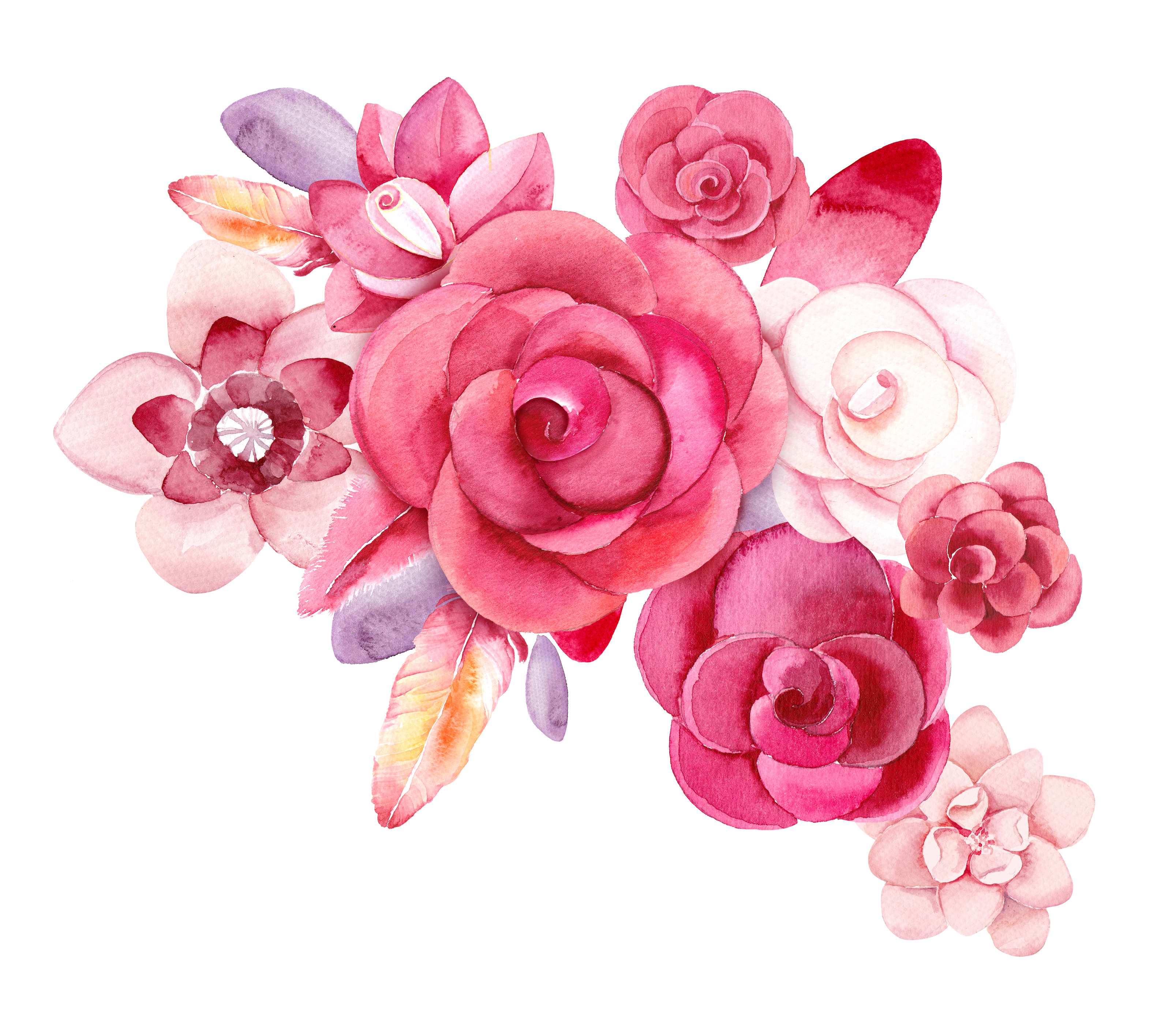 Pink Ps Flower Flowers Life: Creative Watercolor Clipart