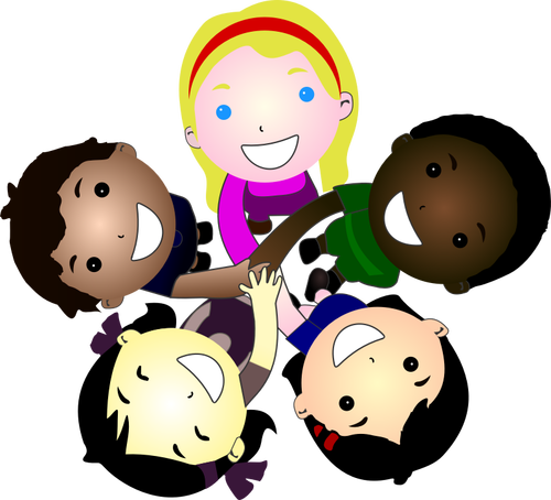 Five Kids Joining Hands Together Clipart