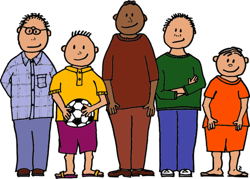 Lineup Of Five Young Boys Clipart