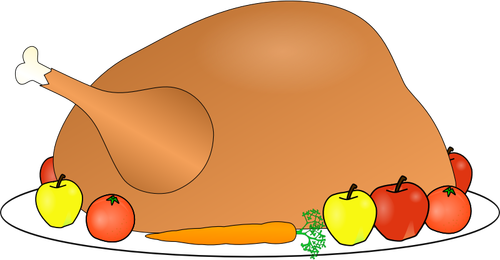 Turkey Platter With Fruit And Vegetables Clipart