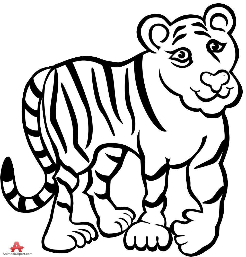 Tiger In Black And White Design Download Clipart